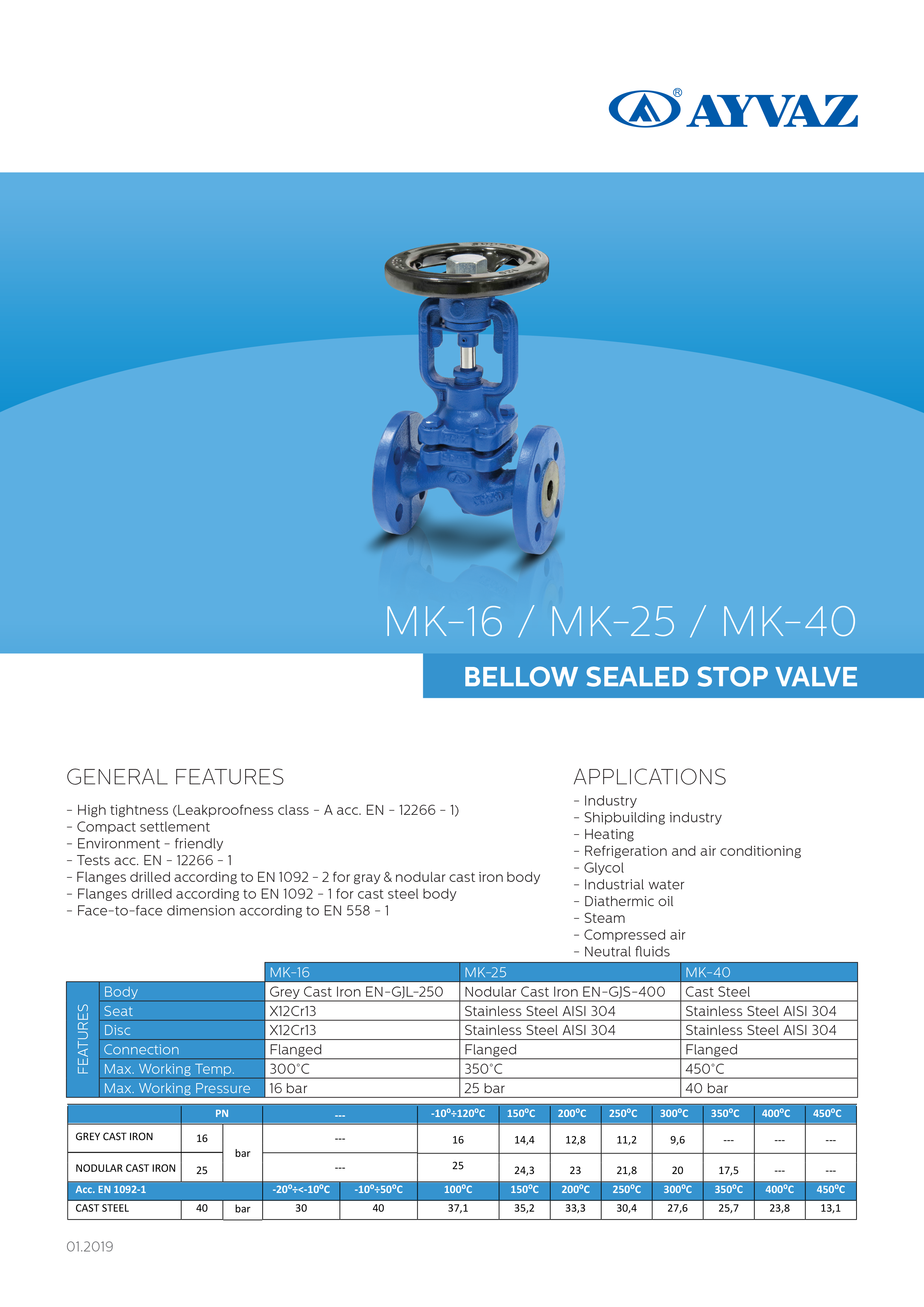 Ayvaz bellow sealed stop valve