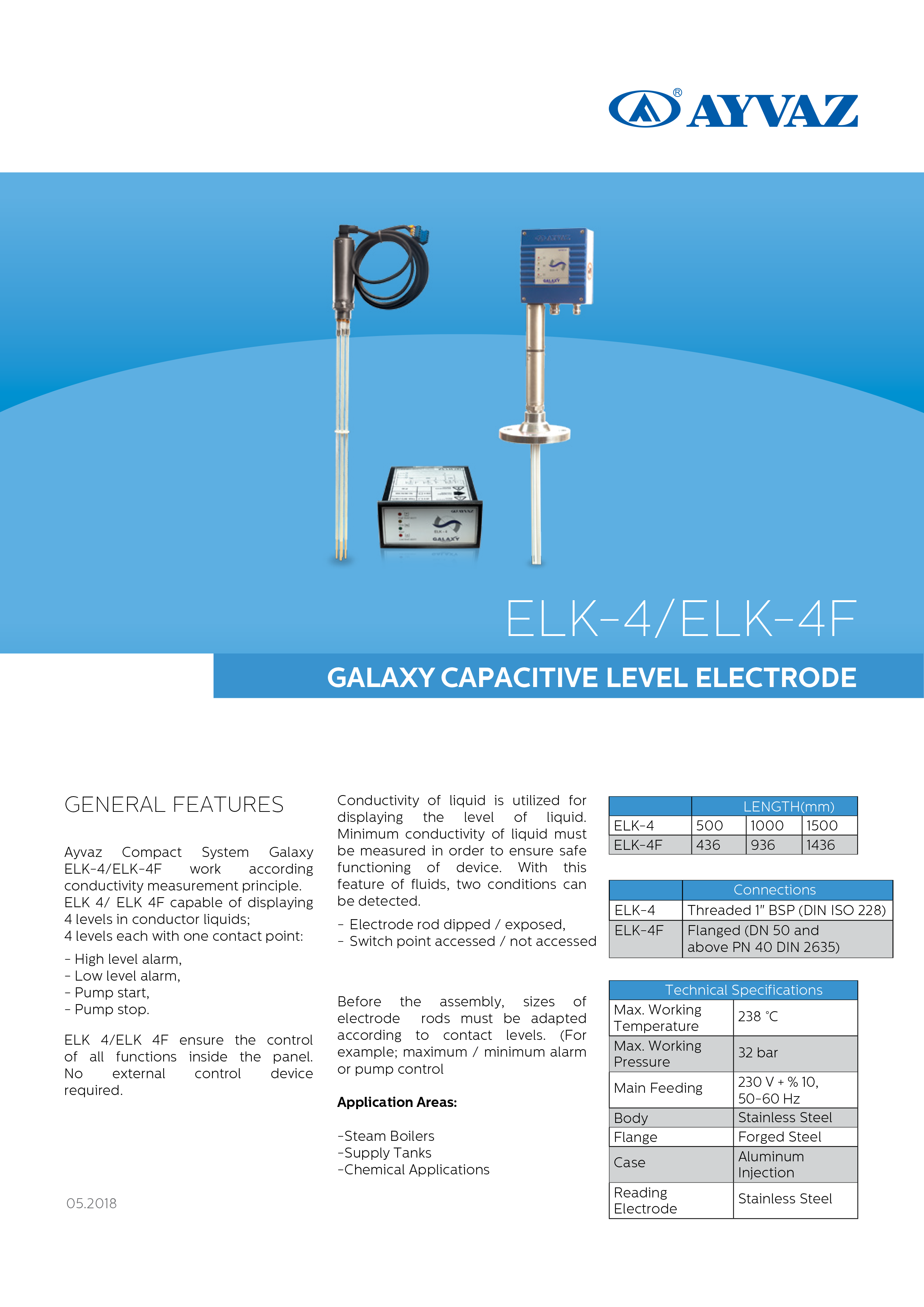 Ayvaz GALAXY CAPACITIVE LEVEL ELECTRODE